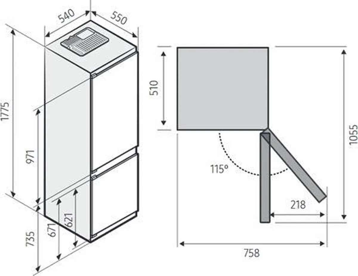 Samsung BRB26605DWW Inbouw Koel-vriescombinatie 264L - Wit