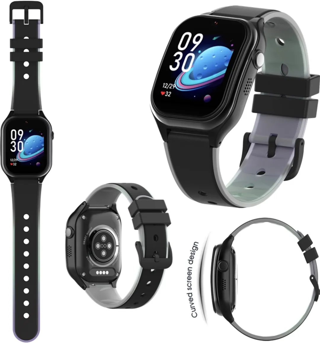 GPSHorlogeKids Curve Smartwatch - 4G Videobellen - Zwart