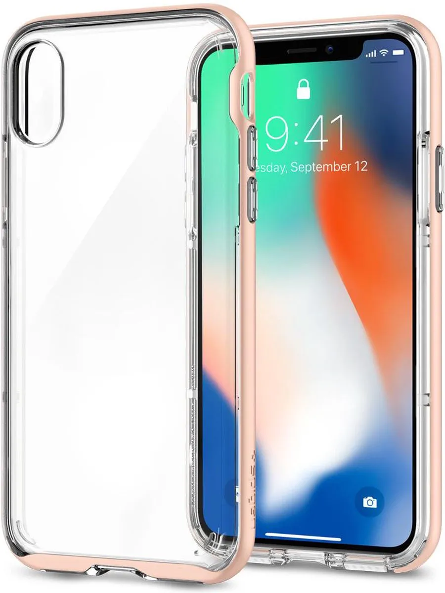 Spigen Neo Hybrid Crystal iPhone Xs Hoesje - Roségoud - 057CS22173
