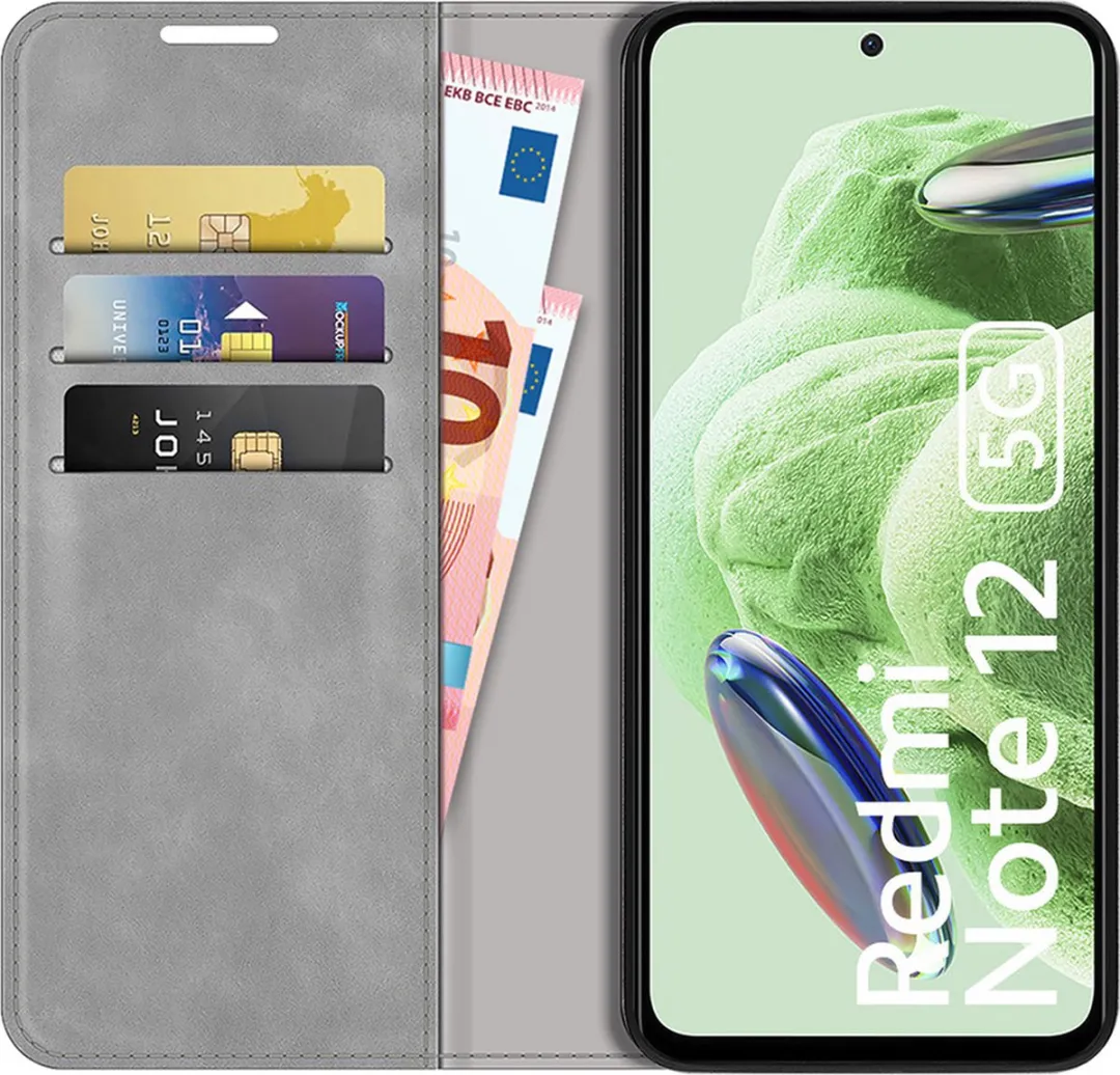 Just in Case Cazy Hoesje Xiaomi Redmi Note 12 5G - 4 Pasjes Grijs