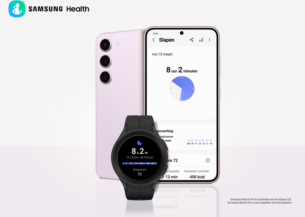 Samsung Galaxy Watch5 Pro - Smartwatch heren en dames - 45 mm - Titanium