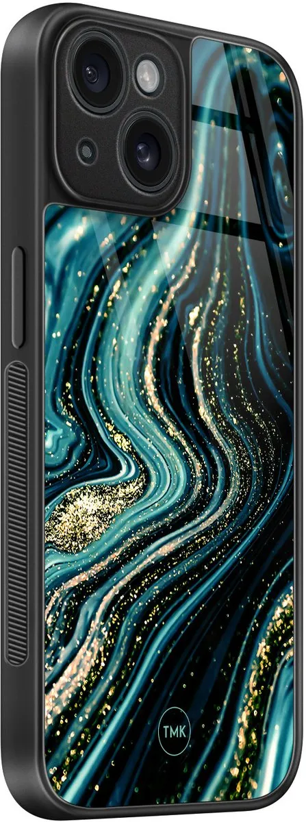 Casevibes iPhone 15 Hoesje Blauw - Blue Marble Waves