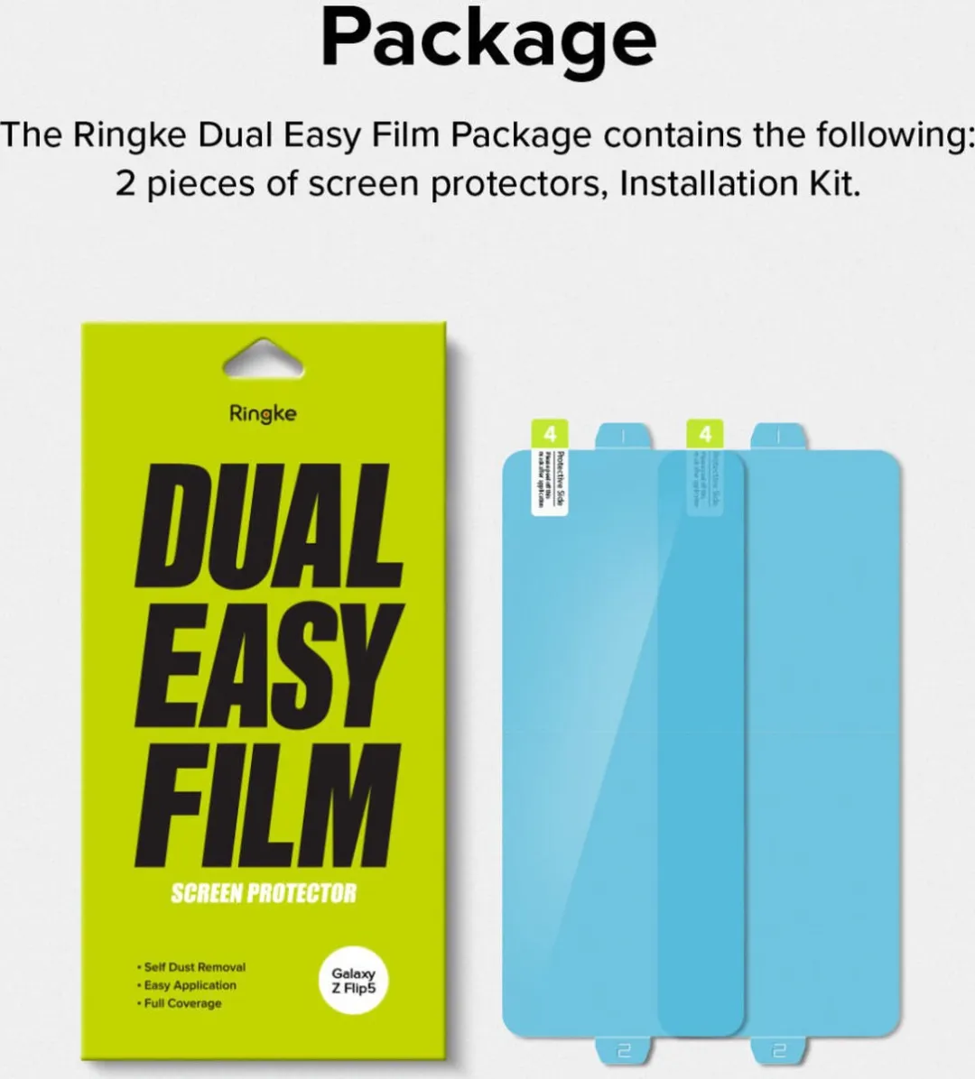 Ringke Dual Easy Film Screen Protector Samsung Galaxy Z Flip 5 - 2 Stuks - afbeelding 6 van 6