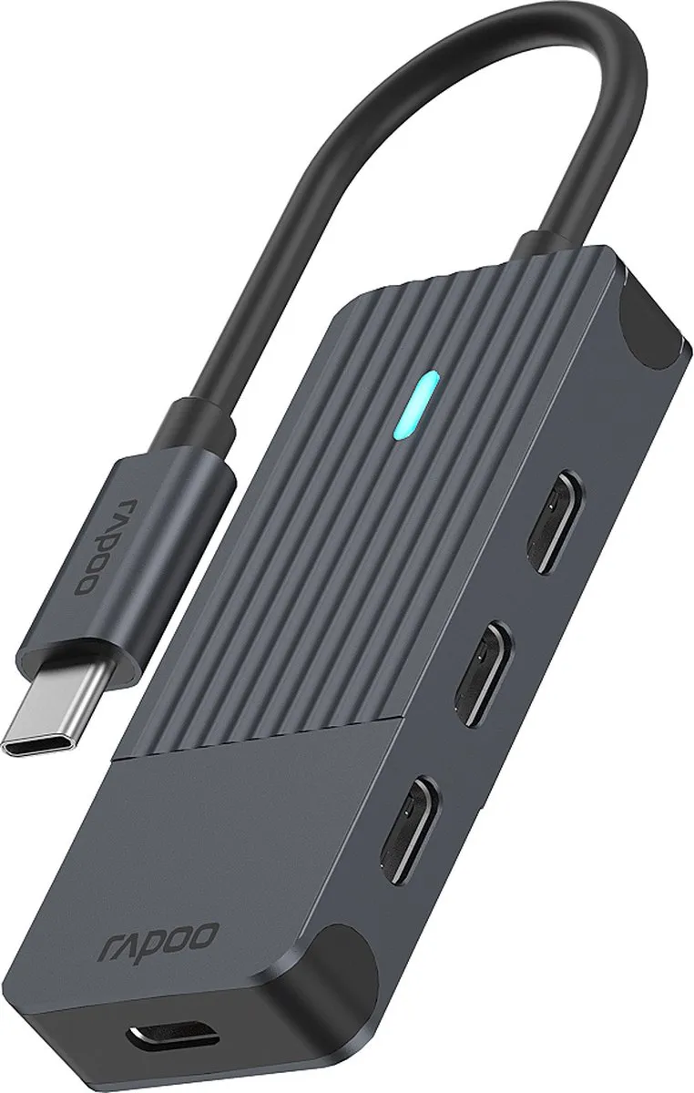 Rapoo UCH-4002 USB-C Hub - 4 Poorten - Donker Grijs - afbeelding 2 van 6