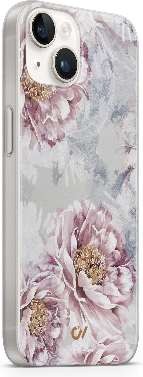 Casevibes iPhone 14 Hoesje A/14/UV/050 - Beige Floral Print