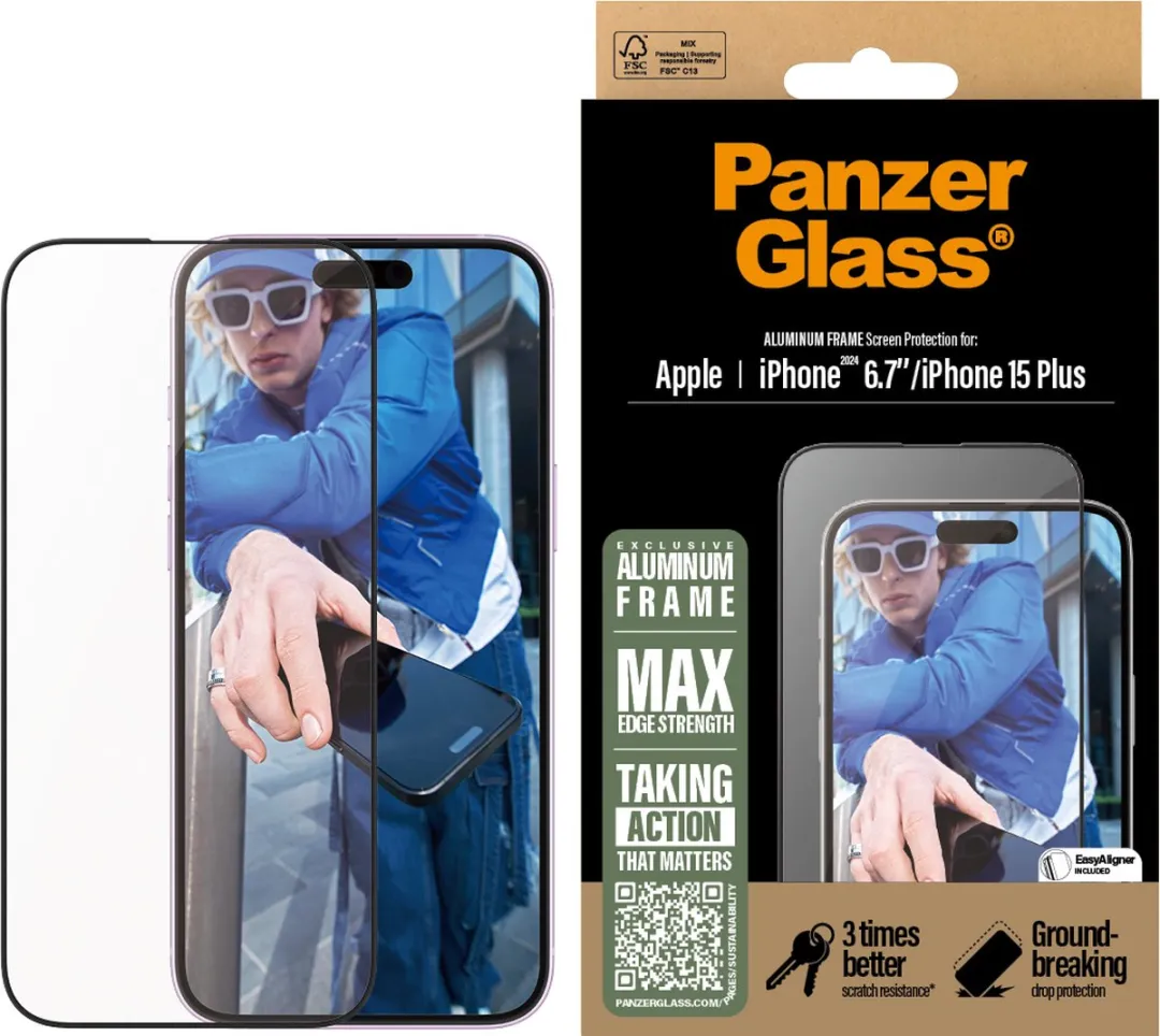 PanzerGlass Ultra-Wide Fit iPhone 16 Plus Schermbeschermer - Case Friendly - afbeelding 2 van 6