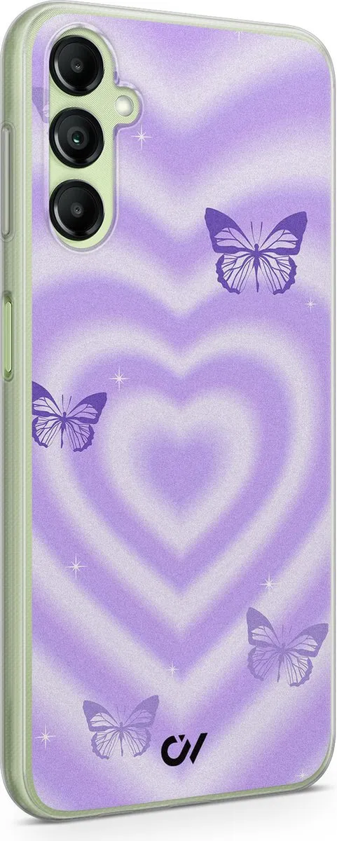 Casevibes Samsung Galaxy A14 5G Hoesje - Paars - Retro Hart Vlinder