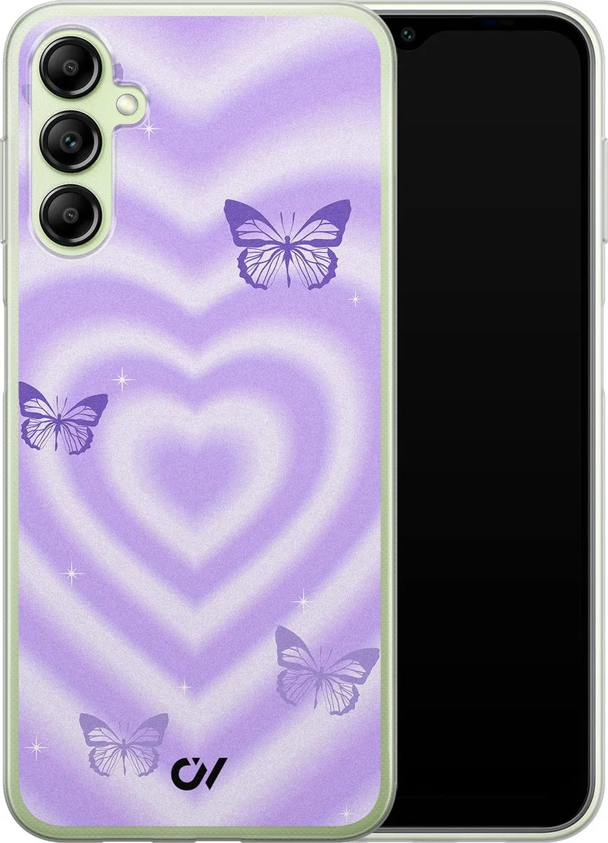 Casevibes Samsung Galaxy A14 5G Hoesje - Paars - Retro Hart Vlinder