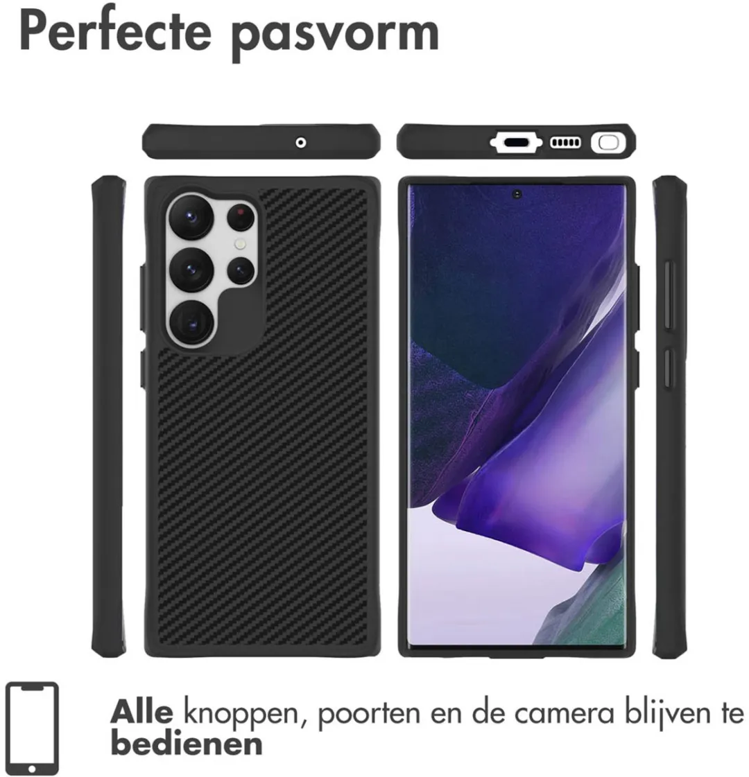 Imoshion Hybrid Carbon Hoesje Samsung Galaxy S23 Ultra - Zwart