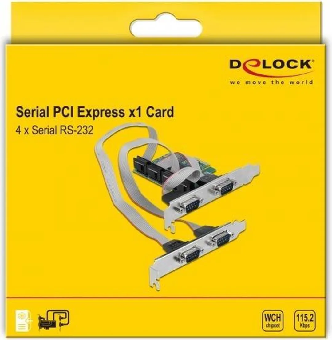 Delock PCIe Kaart 4x RS-232 - Groen