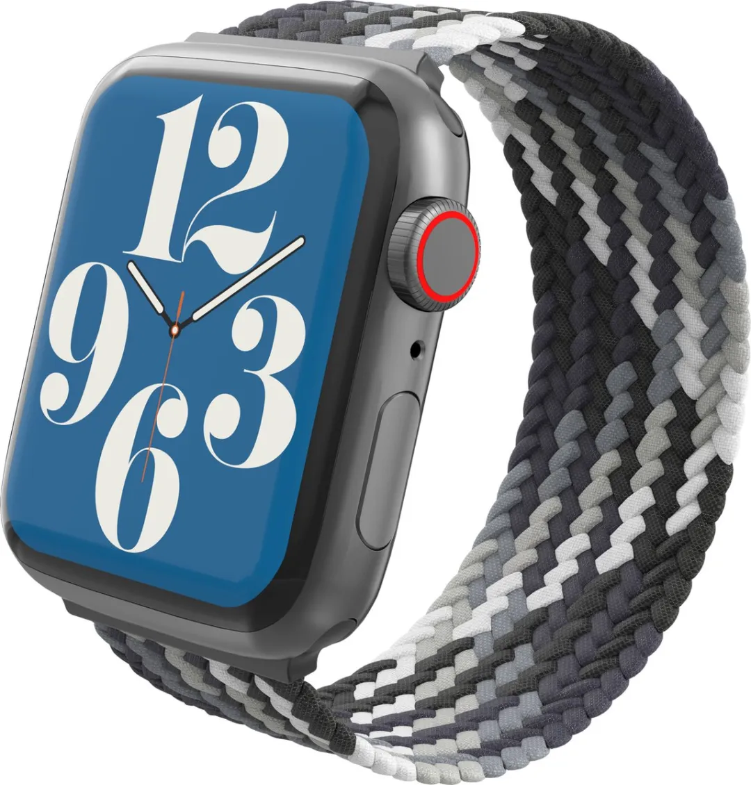 Gear4 Braided Nylon Smartwatchband - Apple Watch 42-45mm - Grijs/Zwart
