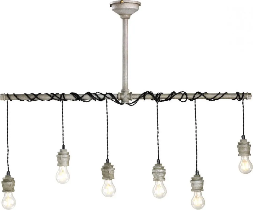 Lumineo Industriele Hanglamp 6x - 108cm - Donkergrijs