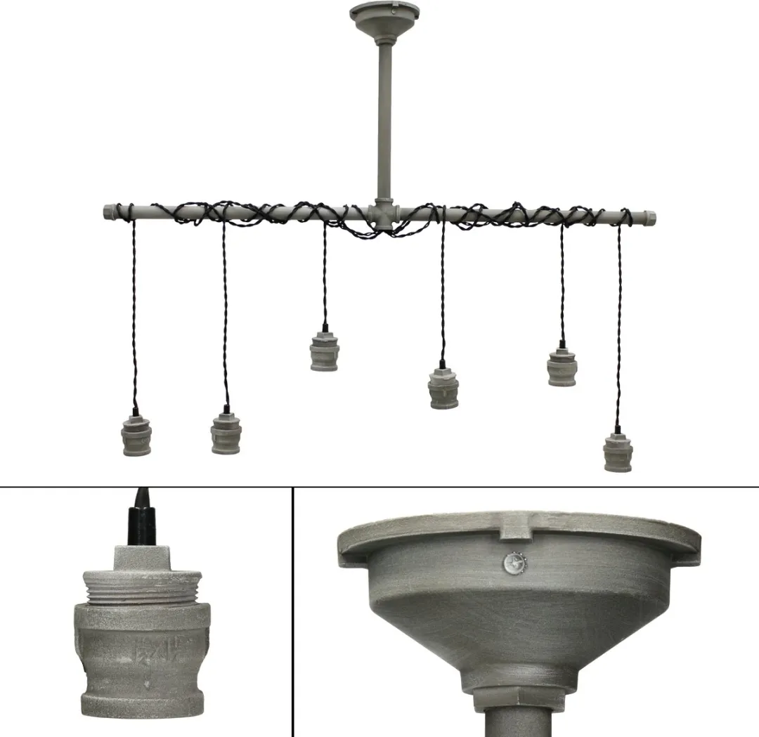 Lumineo Industriele Hanglamp 6x - 108cm - Donkergrijs