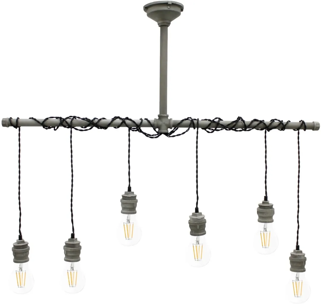 Lumineo Industriele Hanglamp 6x - 108cm - Donkergrijs