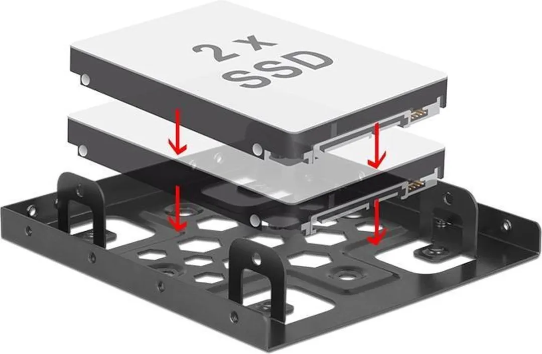 Delock 21324 HDD/SSD Montageframe 2x 2.5" - Aluminium - Zwart