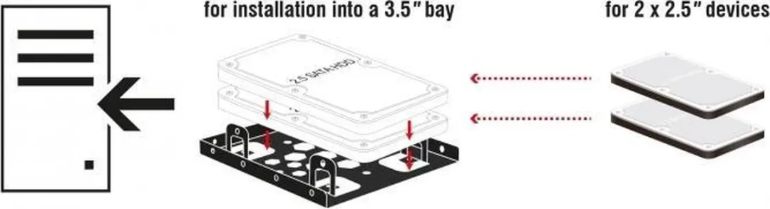 Delock 21324 HDD/SSD Montageframe 2x 2.5" - Aluminium - Zwart