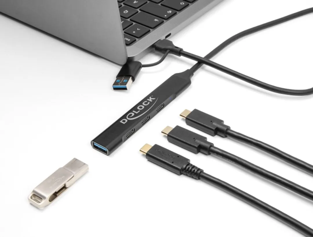 Delock 64272 USB 3.2 Gen 1 Type-C Hub 5Gbit/s - Zwart