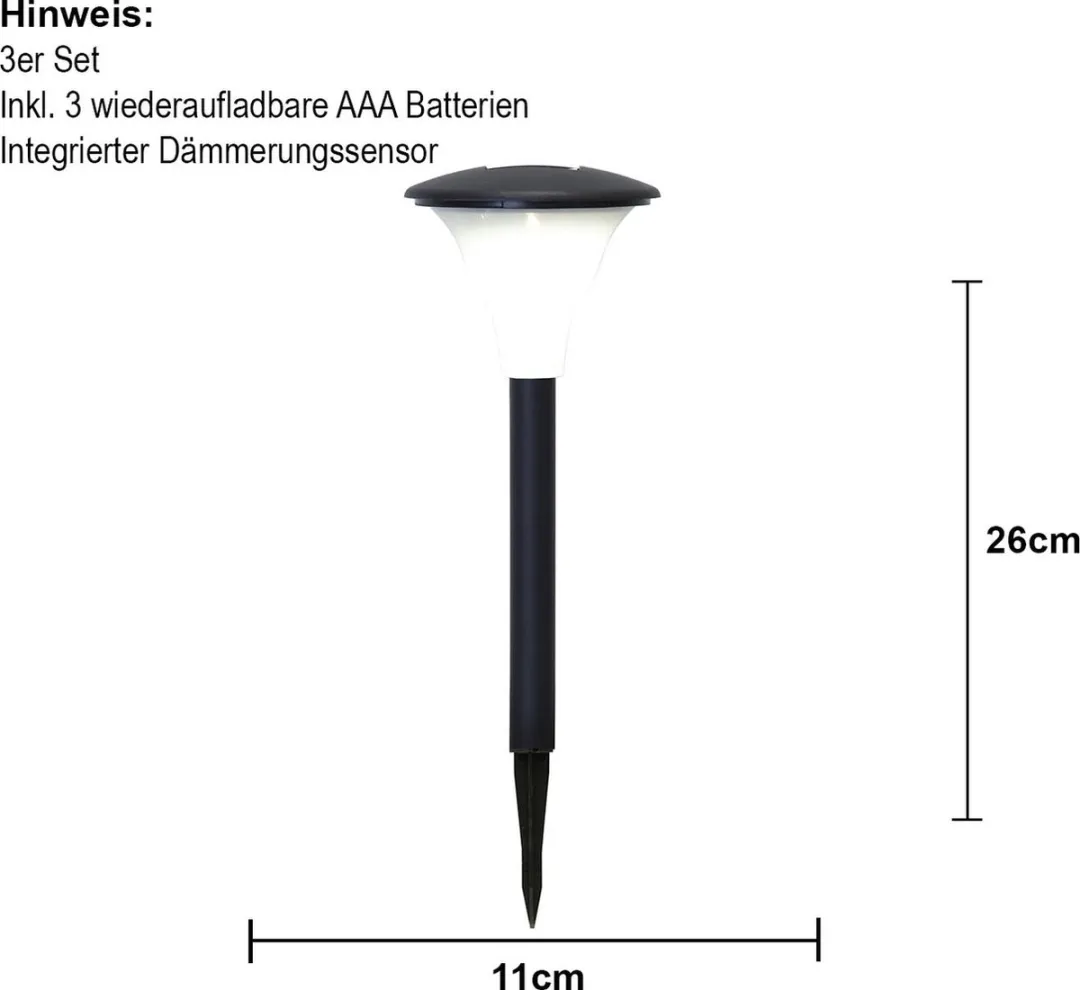 Star Trading Faro Solar Padverlichting - 3 Stuks Warm Wit 26cm