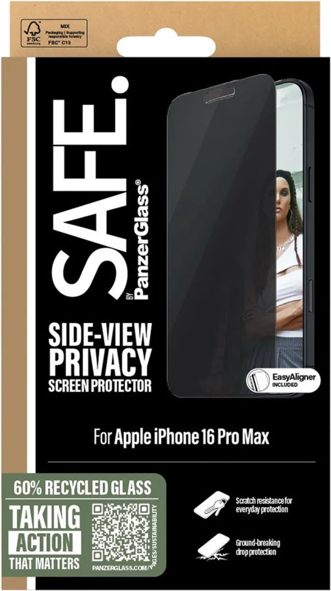 PanzerGlass SAFE Privacy Screenprotector iPhone 16 Pro Max