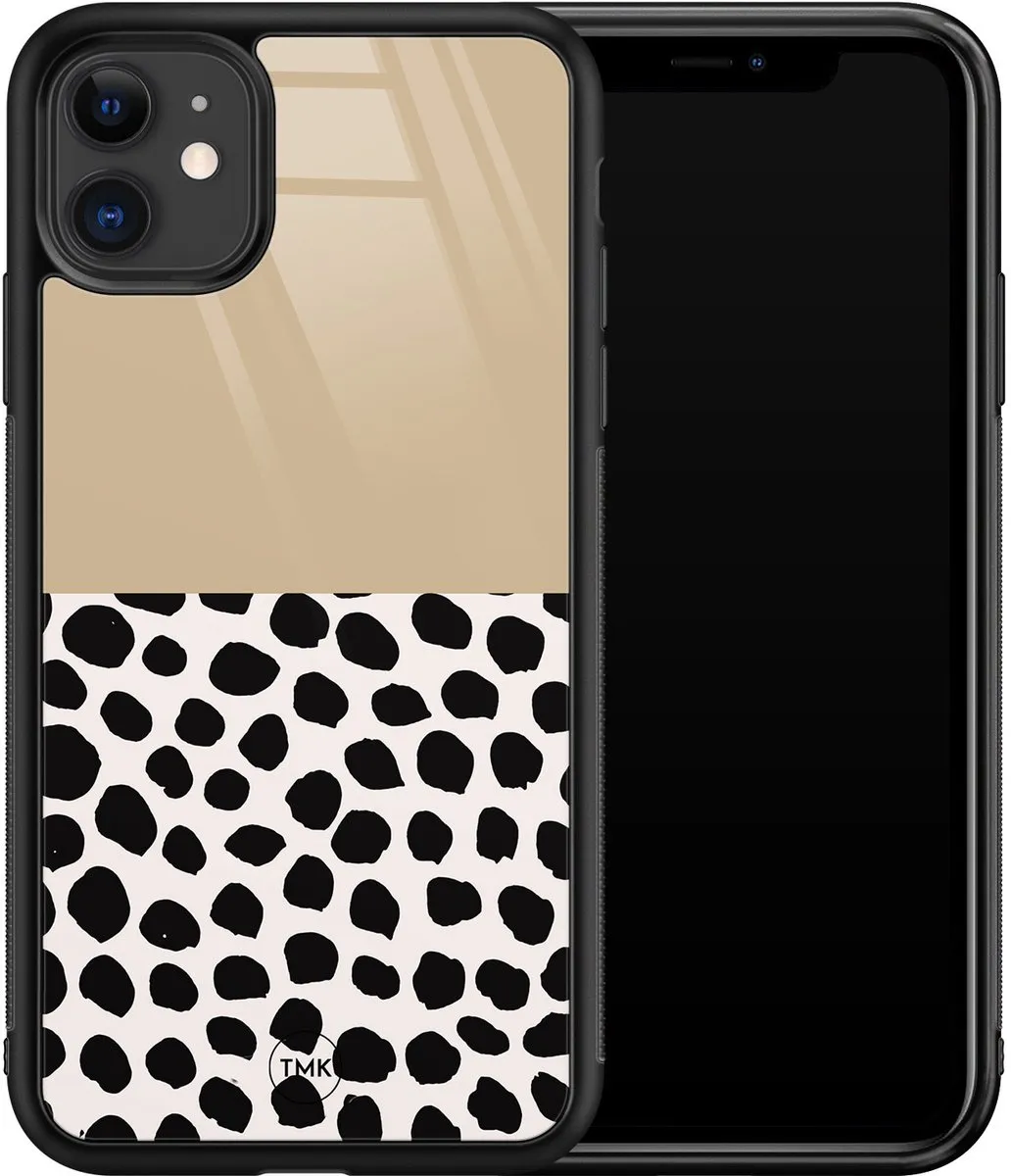 Casevibes iPhone 11 Hoesje - Bruin Dots Abstract - TPU Glossy