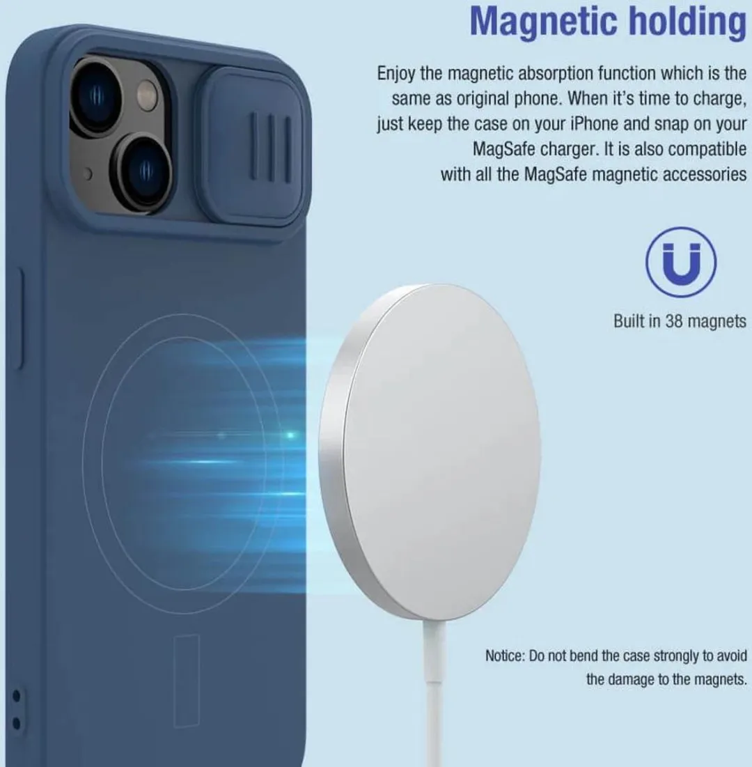Nillkin CamShield Hoesje iPhone 15 Plus - Blauw - MagSafe