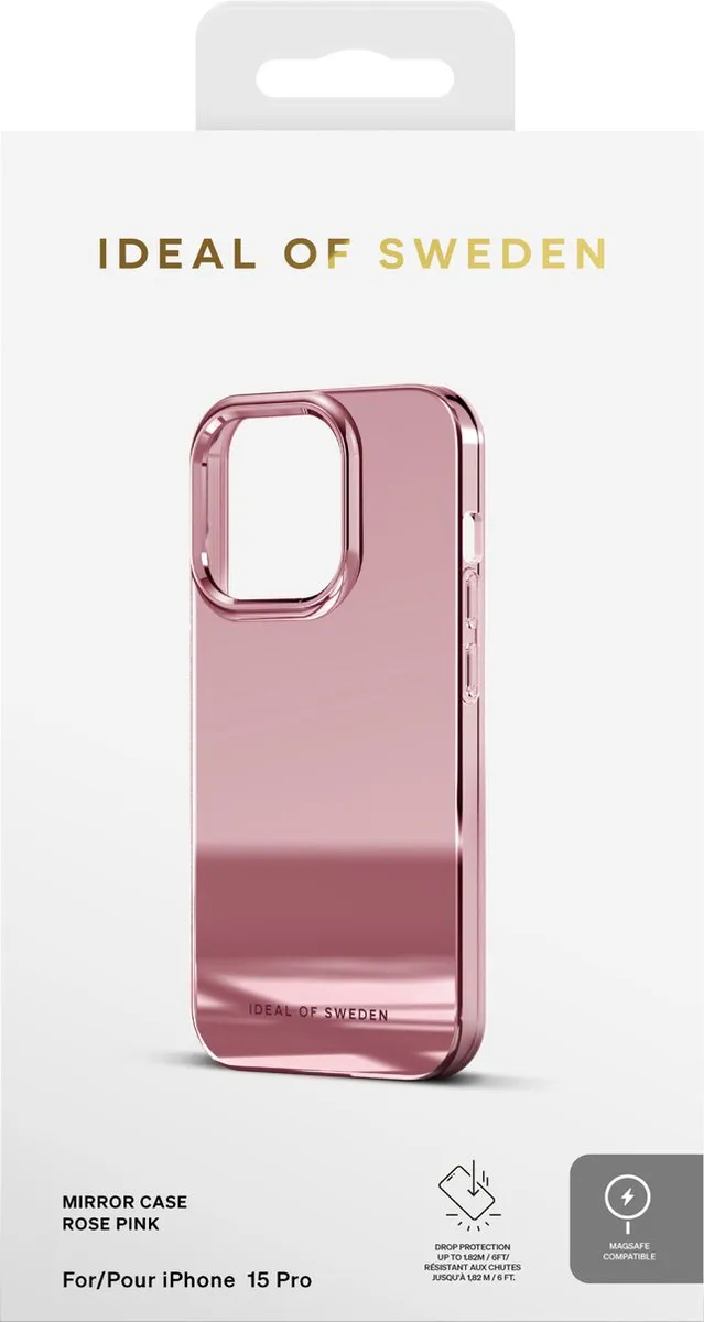 iDeal of Sweden Mirror Case MagSafe iPhone 15 Pro - Mirror Rose Pink - afbeelding 5 van 5