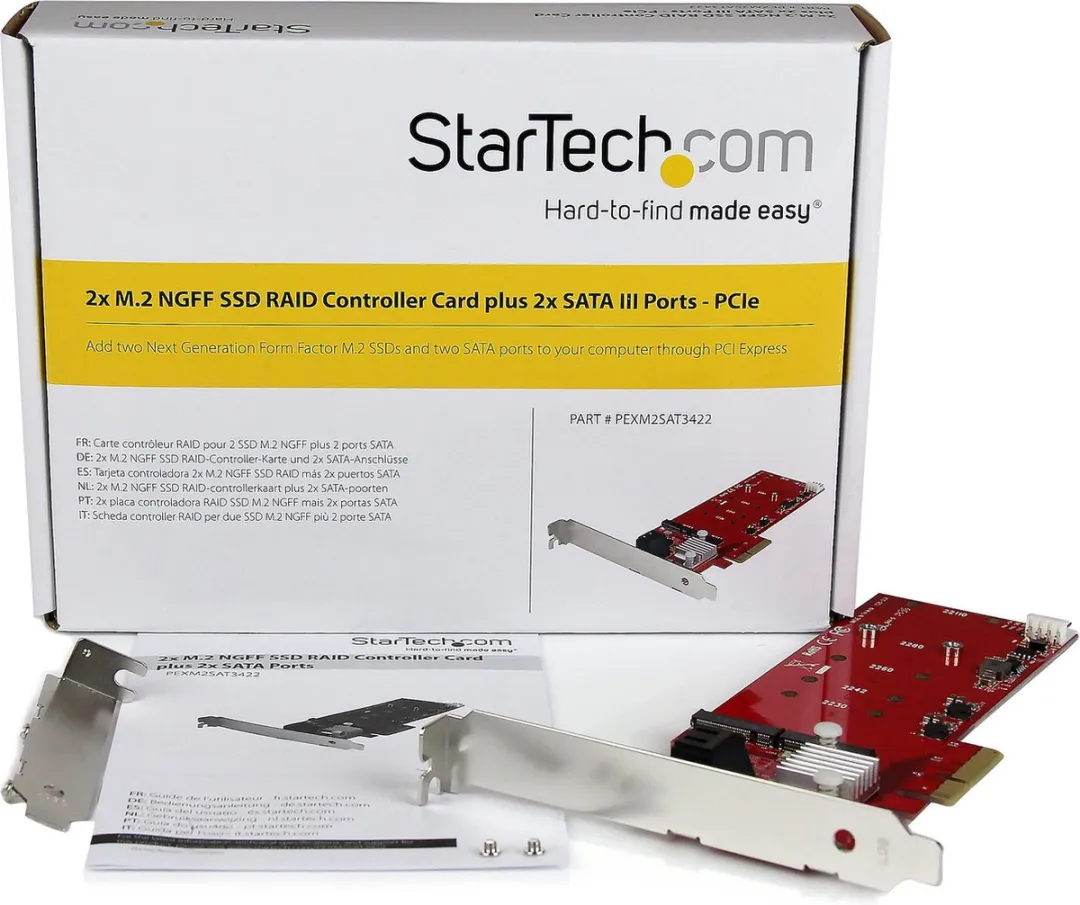 Startech PEXM2SAT3422 RAID Controller Kaart - 2x M.2 NGFF + 2x SATA III