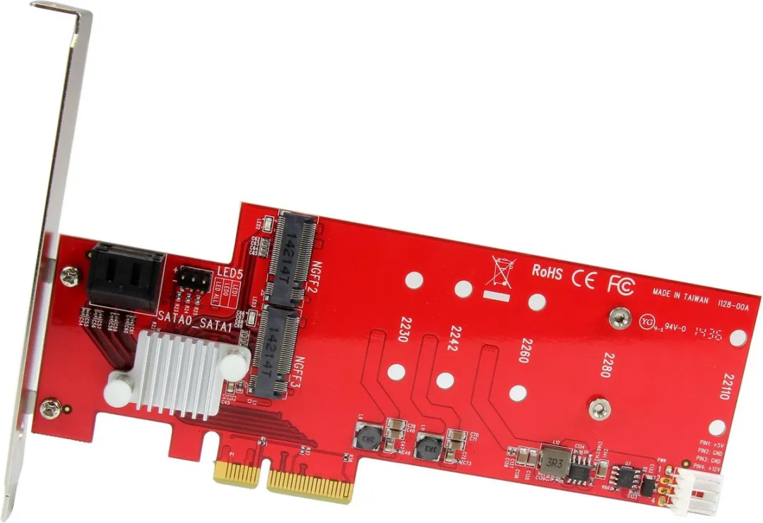 Startech PEXM2SAT3422 RAID Controller Kaart - 2x M.2 NGFF + 2x SATA III