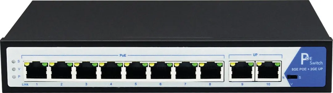 Value PoE+ Gigabit Switch 8+2 Poorten