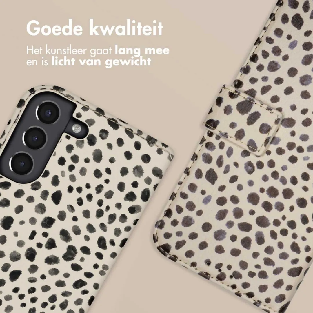 imoshiion Hoesje Samsung Galaxy S21 - 3 Pasjes - Black And White Dots