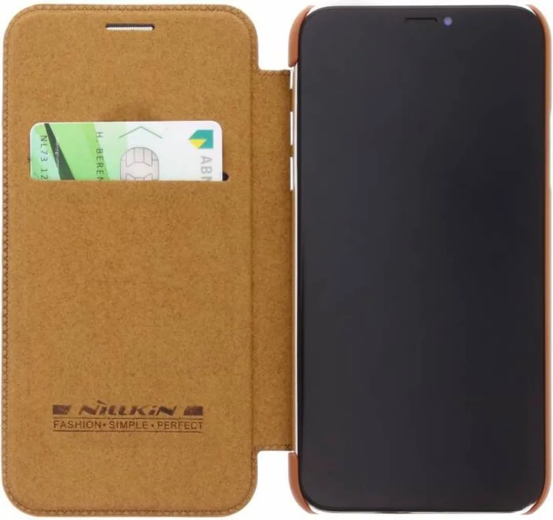 Nillkin Qin iPhone X/XS Leren Hoesje - Bruin - afbeelding 2 van 5