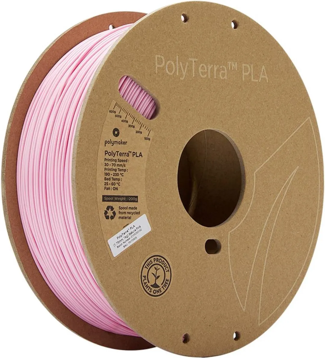 Polymaker PolyTerra PLA Filament 1.75mm 1000g Sakura Pink