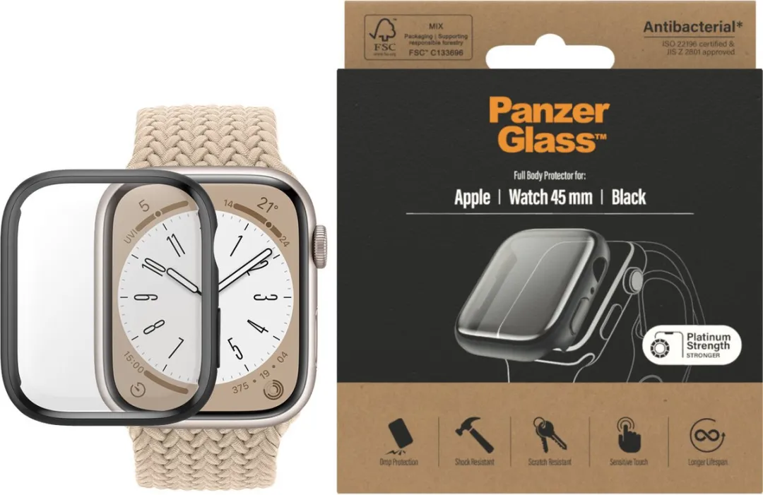 PanzerGlass PZ-3664 Full Body Protector Apple Watch 45mm - Zwart