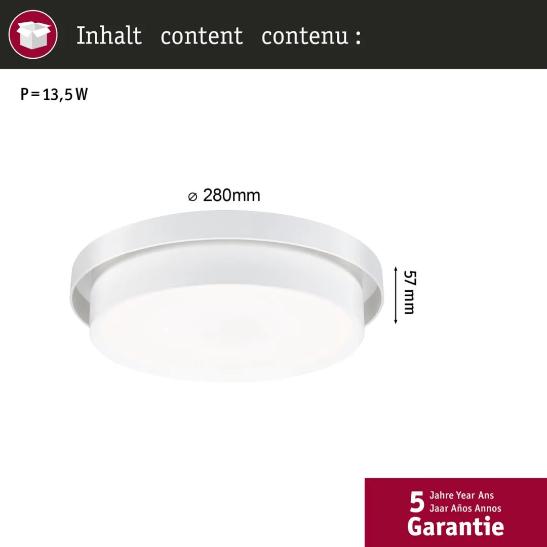 Paulmann Malik LED Plafondlamp 2700K 850lm - Wit - afbeelding 6 van 6