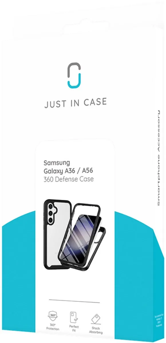 Just in Case Cazy Hoesje 8502919 - Samsung Galaxy A36/A56 - 360° Full Protection - Zwart