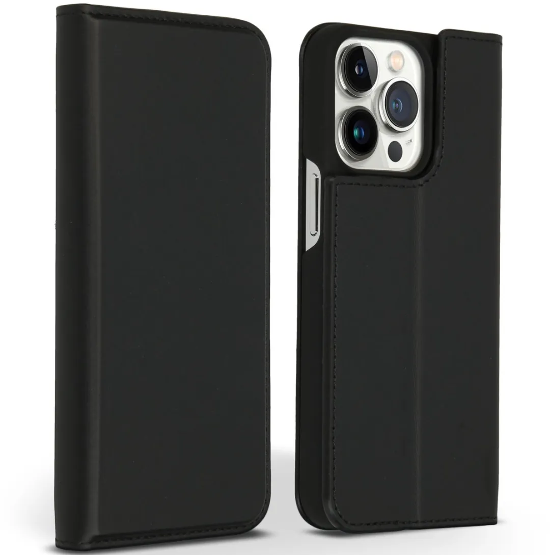 Accezz Hoesje iPhone 13 Pro - Premium Leather Slim Bookcase - Zwart