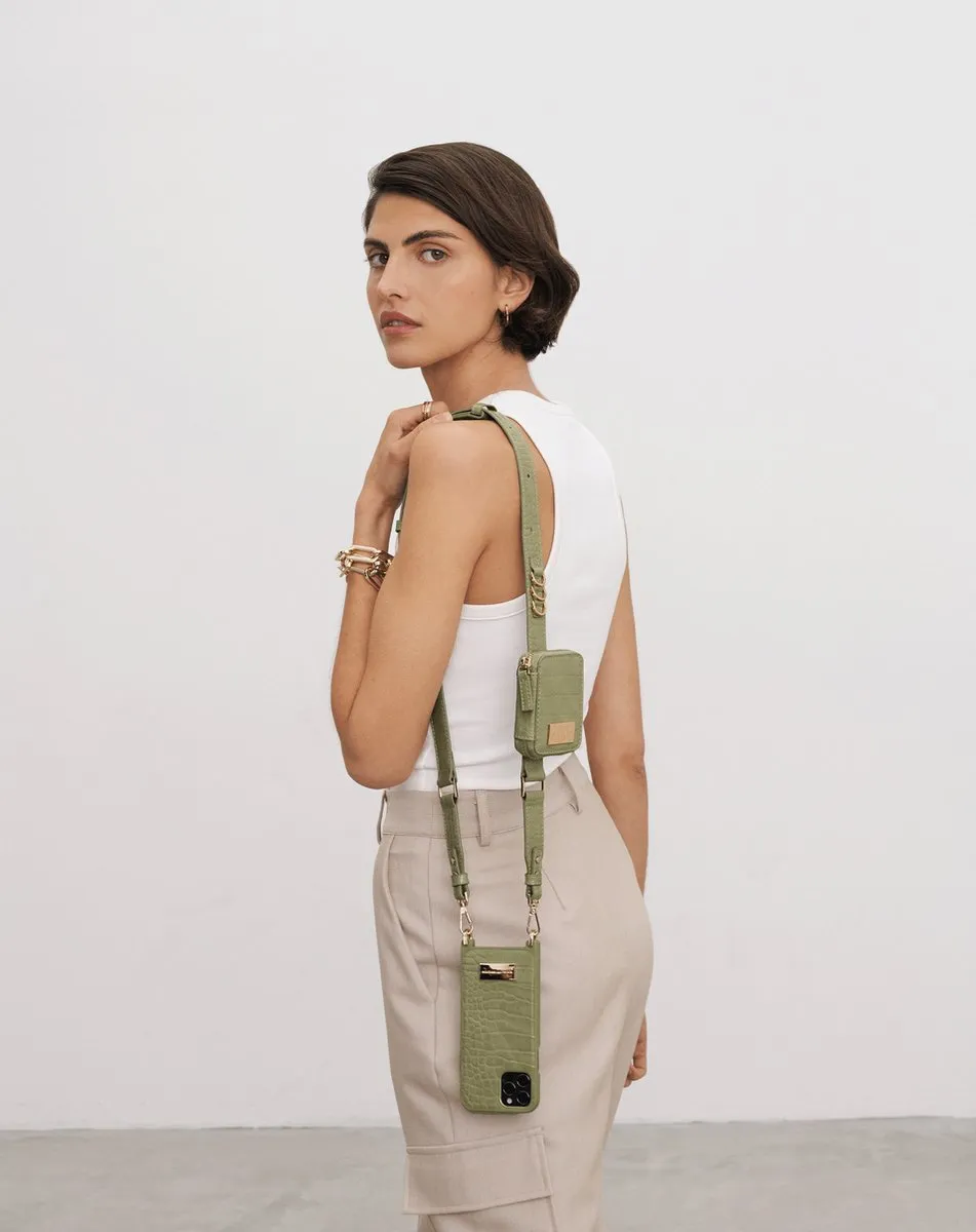 iDeal of Sweden Atelier Necklace iPhone 13 Pro Hoes - Sage Croco - afbeelding 2 van 3