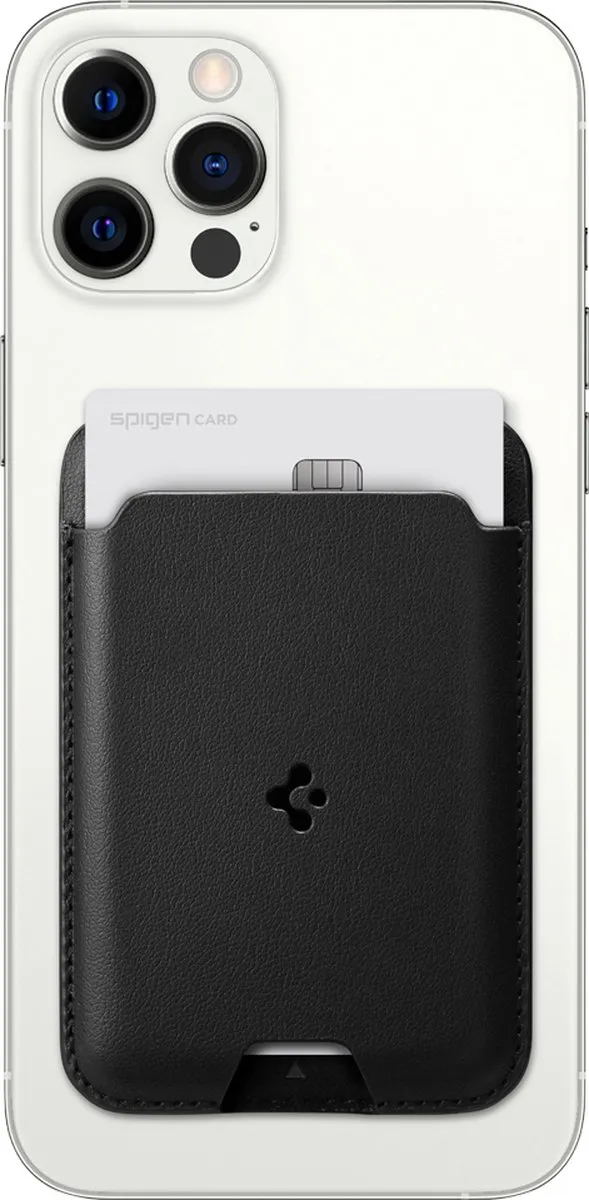 Spigen Valentinus Magnetische Kaarthouder - Apple iPhone 12/Pro - Zwart