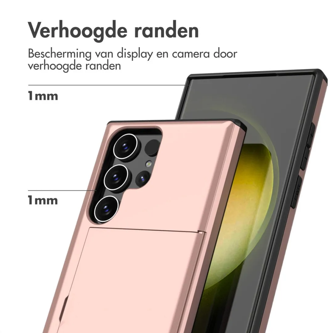 imosHion Hoesje Samsung Galaxy S24 Ultra - Rosé Goud - 2 Pasjes