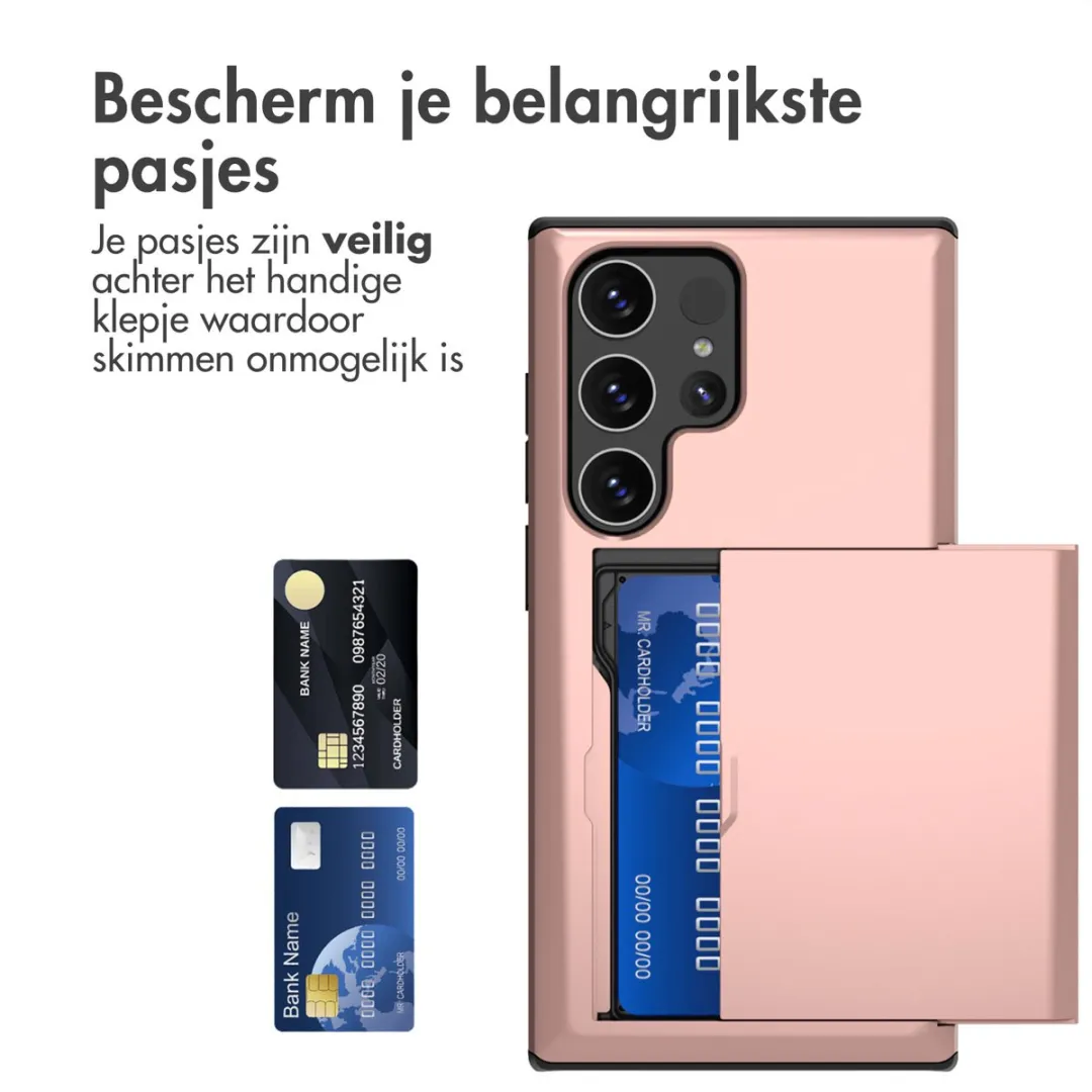 imosHion Hoesje Samsung Galaxy S24 Ultra - Rosé Goud - 2 Pasjes