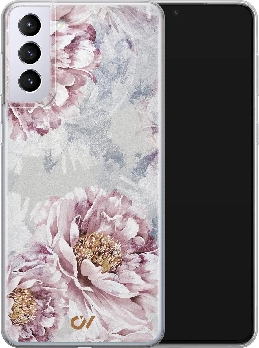 Casevibes Galaxy S21+ Hoesje Floral Print - Beige
