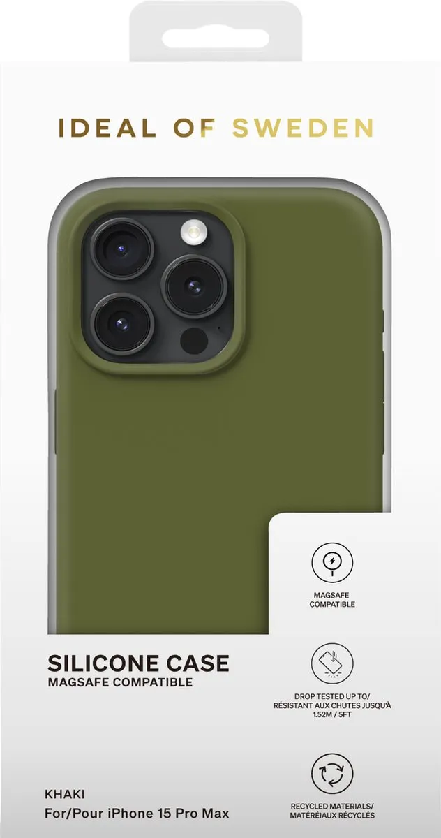 iDeal of Sweden Silicone Case MagSafe iPhone 15 Pro Max - Khaki - afbeelding 6 van 6