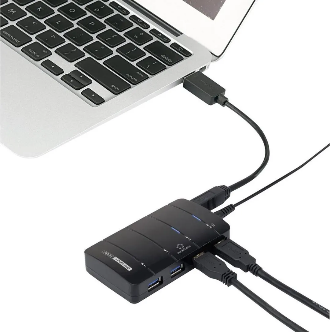 Renkforce RF-3016752 USB-hub 4 Poorten USB 3.0 - Zwart
