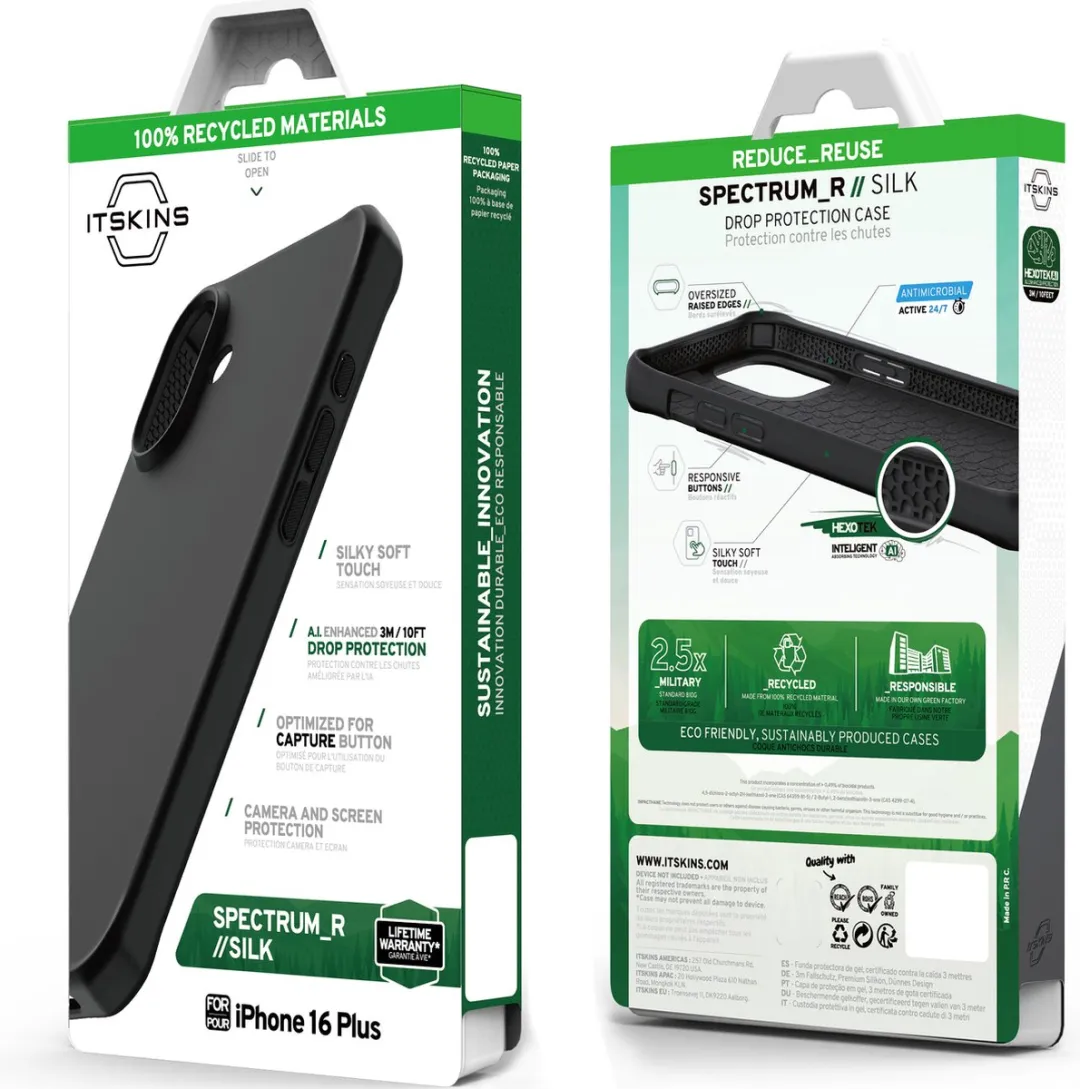 Itskins iPhone 16 Plus Hoesje Level 3 SpectrumSilk AP6R-HBURN-BLCK - Zwart