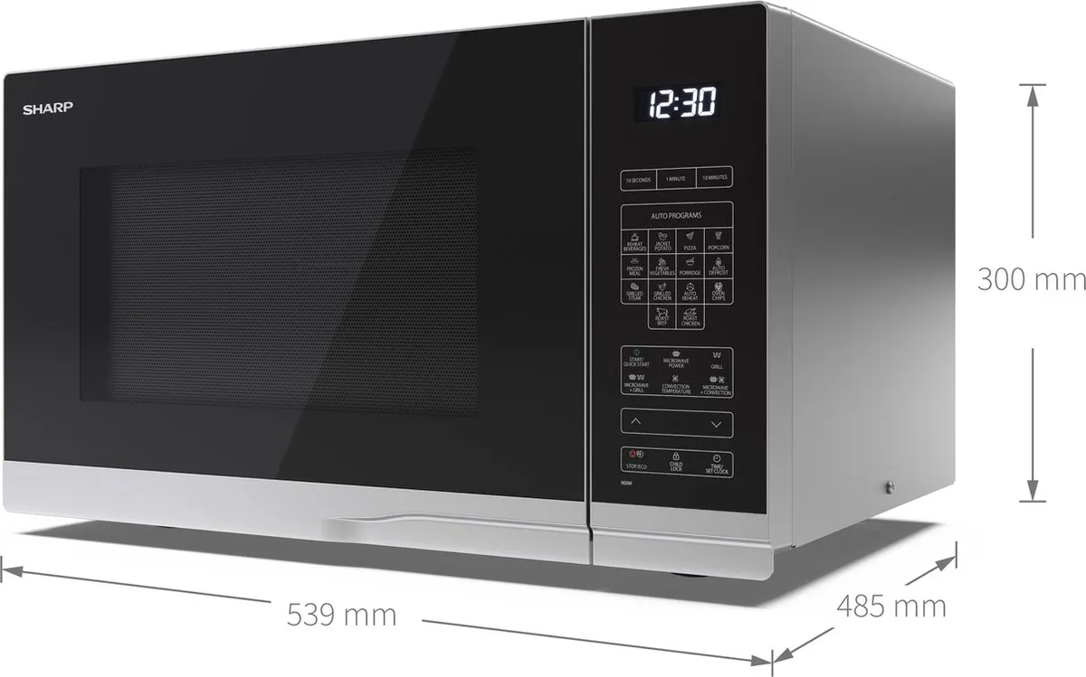 Sharp YC-PC322AE-S Combimagnetron 1000W 32L - Zilver - afbeelding 6 van 6