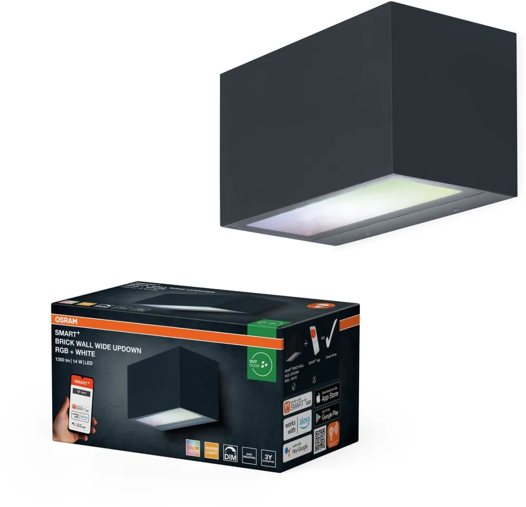 Osram SMART+ WiFi Brick Brede Wandlamp 14W RGB+W - Donkergrijs