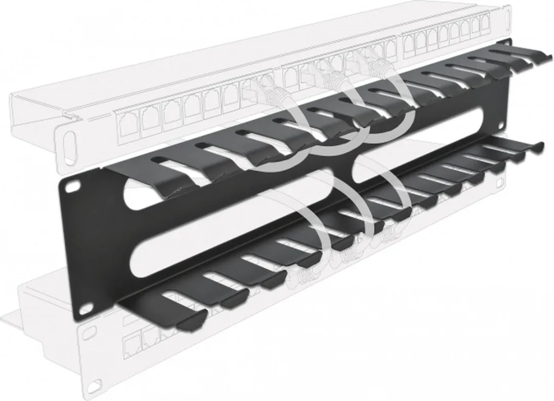 Delock 66553 Kabelbeheerrouteringspaneel 2U - 4 Openingen - Zwart - afbeelding 3 van 6