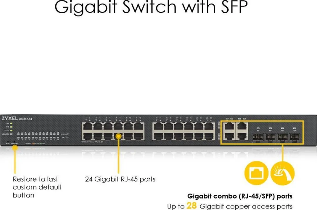 Zyxel GS1920-24V2-EU0101F Switch - 24x PoE 56Gbps - Zwart