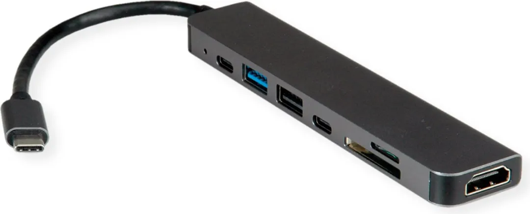 Value USB-C Dockingstation 12.99.1136 - HDMI 4K60 - 2x USB2.0 - 1x USB3.2 - 1x PD - Zwart/Grijs