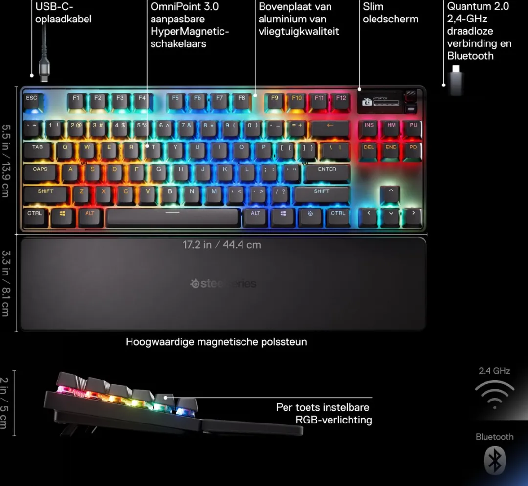 SteelSeries Apex Pro TKL WL Gen 3 Toetsenbord - US Layout - 64871 - Zwart